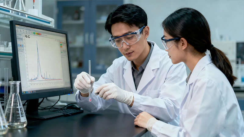 A team of chemists collaborating in a research and development lab