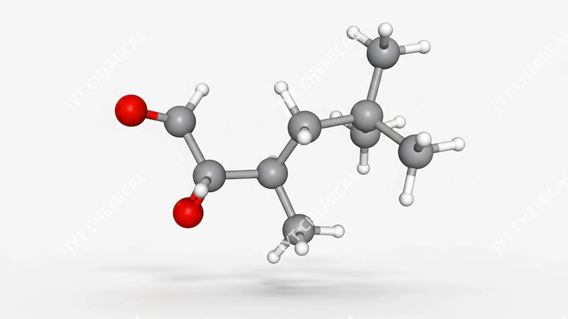 Molecular structure of isononanoic acid showing its branched shape